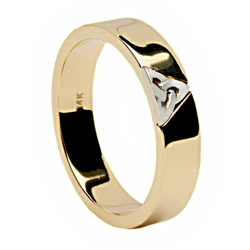 Gold Wedding Ring - White Trinity Knot  - 14K Gold Irish Wedding Rings